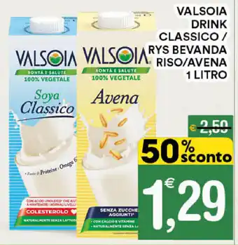 Valsoia Drink Classico/Rys Bevanda Riso/Avena 1 Litro