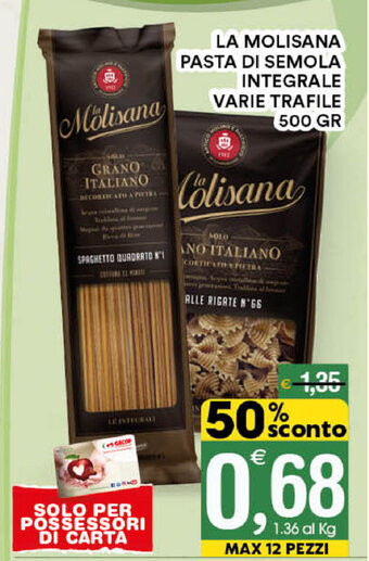 Gecop La Molisana Pasta Di Semola Integrale Varie Trafile 500gr offerta