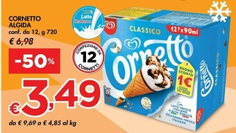 Bennet Algida Cornetto Classico Con Latte Fresco Italiano Di Alta Qualità 60 G 720 G(ml) offerta