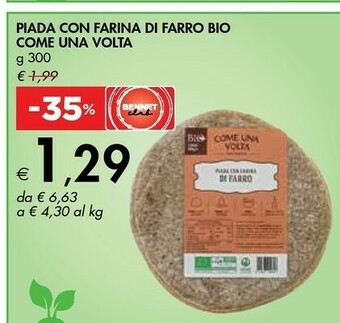 Bennet Come una volta Piada Con Farina Di Farro Bio 300 G(ml) offerta