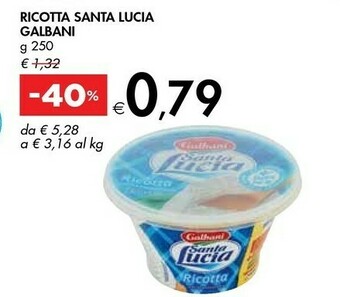 Bennet Galbani Ricotta Santa Lucia 250 G(ml) offerta