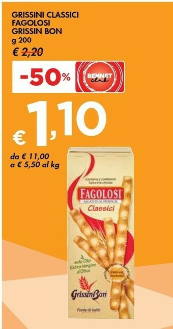 Bennet Grissin bon Grissini Classici Fagolosi offerta