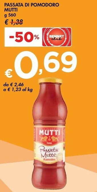 Bennet Mutti Passata Di Pomodoro 560 G(ml) offerta