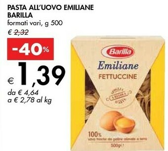 Bennet Barilla Fettuccine All'Uovo Emiliane 500 G(ml) offerta