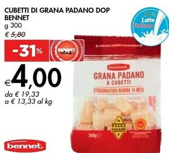 Bennet Bennet Cubetti Di Grana Padano DOP offerta