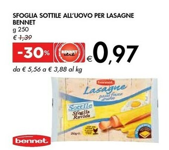 Bennet Bennet Sfoglia Sottile All'uovo Per Lasagne offerta