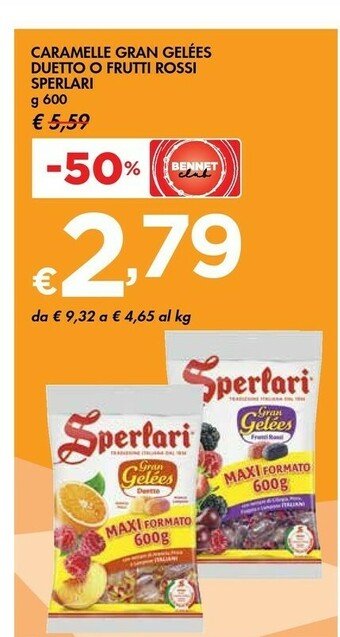 Bennet Sperlari Caramelle Gran Gelees Duetto offerta