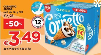 Bennet Algida Cornetto Classico Con Latte Fresco Italiano Di Alta Qualità 60 G 720 G(ml) offerta