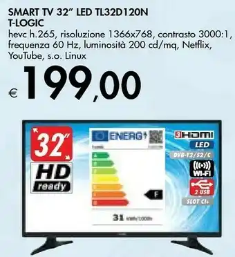 Bennet T-Logic Smart Tv 32 Led Tl32d120n offerta