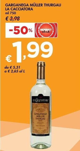 Bennet La Cacciatora Garganega Muller Thurgau offerta