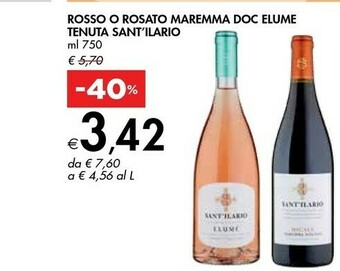 Bennet Tenuta Sant'Ilario Rosso / Rosato Maremma DOC Elume offerta