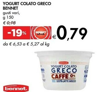 Bennet Bennet Yogurt Colato Greco offerta