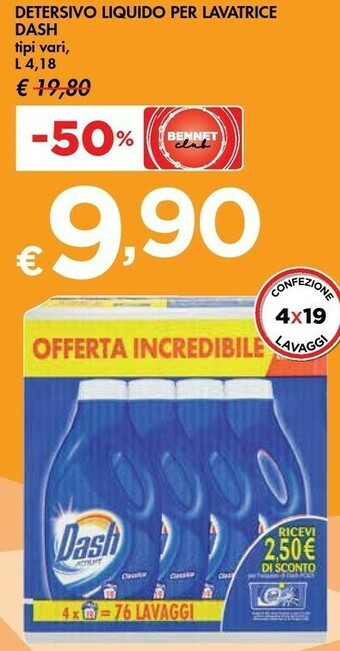 Bennet Dash Detersivo Liquido Per Lavatrice offerta