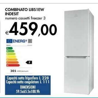 Indesit LI8S1EW Frigorifero Con Congelatore Libera Installazione 339 L F Bianco