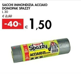 Domopak Sacchi Immondizia Acciaio Spazzy