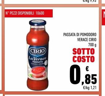 Conad Superstore Passata di pomodoro verace cirio 700 g offerta