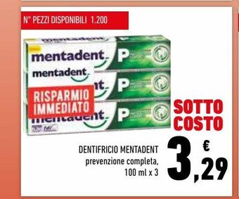 Conad Superstore Dentifricio mentadent prevenzione completa 100 ml x 3 offerta