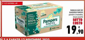 Conad Superstore Pantaloni baby dry quadripack pampers offerta