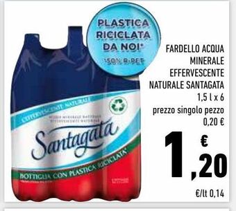 Conad Superstore Fardello acqua minerale effervescente naturale santagata 1.5 l x 6 offerta