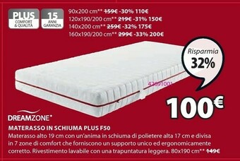 JYSK Materasso In Schiuma Plus F50 offerta