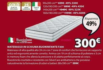 JYSK Materasso In Schiuma Buoninfante F300 offerta