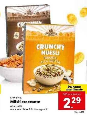 Lidl Crownfield Muesli Croccante offerta