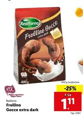 Lidl Realforno Frollino Gocce Extra Dark offerta