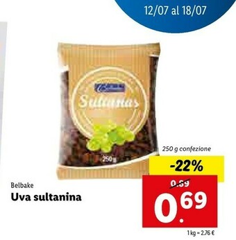 Lidl Belbake Uva Sultanina offerta
