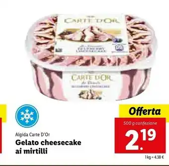 Lidl Algida Carte D'Or Gelato Cheesecake Ai Mirtilli offerta