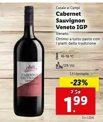 Lidl Casale ai campi Cabernet Sauvignon Veneto IGP offerta