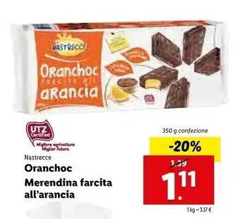 Lidl Nastrecce Oranchoc Merendina Farcita All'arancia offerta