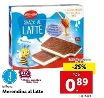 Lidl Milbona Merendina Al Latte offerta