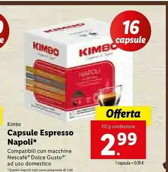 Lidl Kimbo Capsule Espresso Napoli offerta