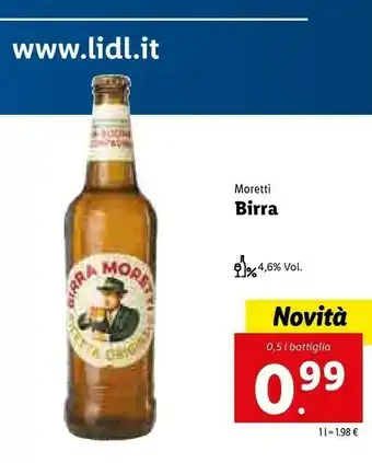 Lidl Moretti Birra 500 G(ml) offerta