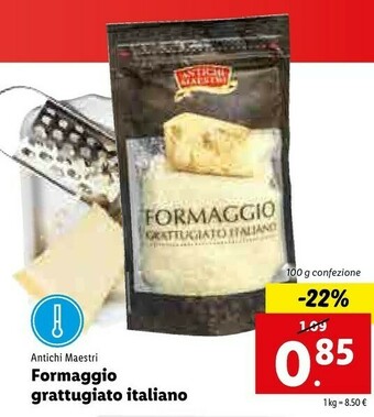 Lidl Antichi maestri Formaggio Grattugiato Italiano 100 G(ml) offerta