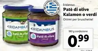 Lidl Eridanous Pate Di Olive Kalamon offerta