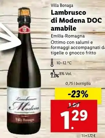 Villa bonaga Lambrusco Di Modena Amabile 750 G(ml)
