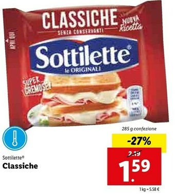 Lidl Mondelez Sottilette Le Originali Classiche 285 G(ml) offerta