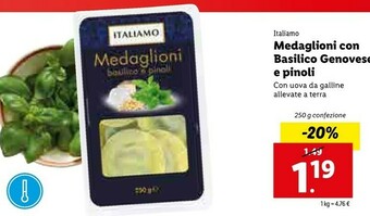 Lidl Italiamo Medaglioni Basilico E Pinoli 250 G(ml) offerta