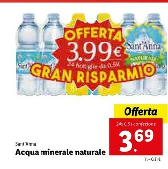 Lidl Sant'Anna Acqua Minerale Naturale offerta