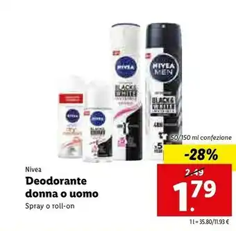Lidl Nivea Deodorante Donna Spray offerta