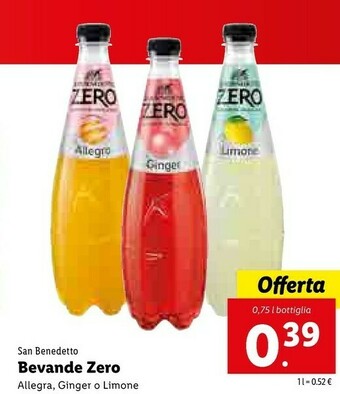 Lidl San Benedetto Ginger Zero 750 G(ml) offerta