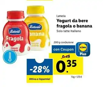 Lidl Latteria - Yogurt Da Bere Alla Banana 200 G(ml) offerta