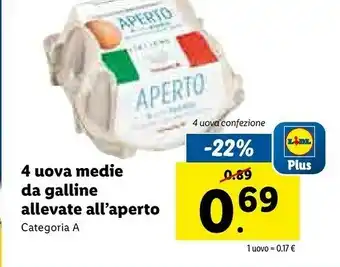Lidl Lidl 4 Uova Medie Da Galline Allevate All'aperto offerta