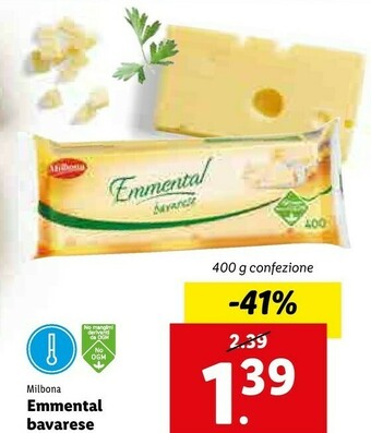 Lidl Milbona Emmental Bavarese offerta