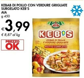 Bennet Aia Kebab Di Pollo Con Verdure Grigliate Surgelato Keb's offerta