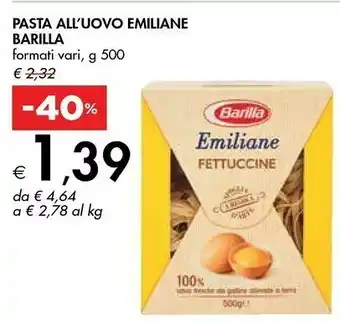 Bennet Barilla Fettuccine All'Uovo Emiliane 500 G(ml) offerta
