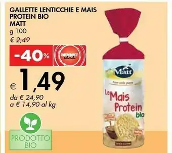 Bennet Matt Gallette Lenticchie E Mais Protein Bio offerta