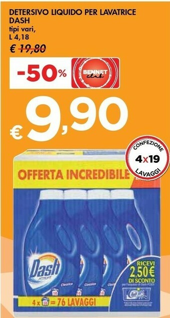 Bennet Dash Detersivo Liquido Per Lavatrice offerta