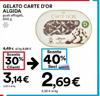 Coop Algida Carte D'Or Gelato Affogato Al Cioccolato 500 G(ml) offerta